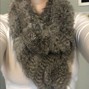 Real Rabbit fur loop scarf